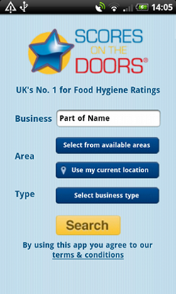 The Android app - home page